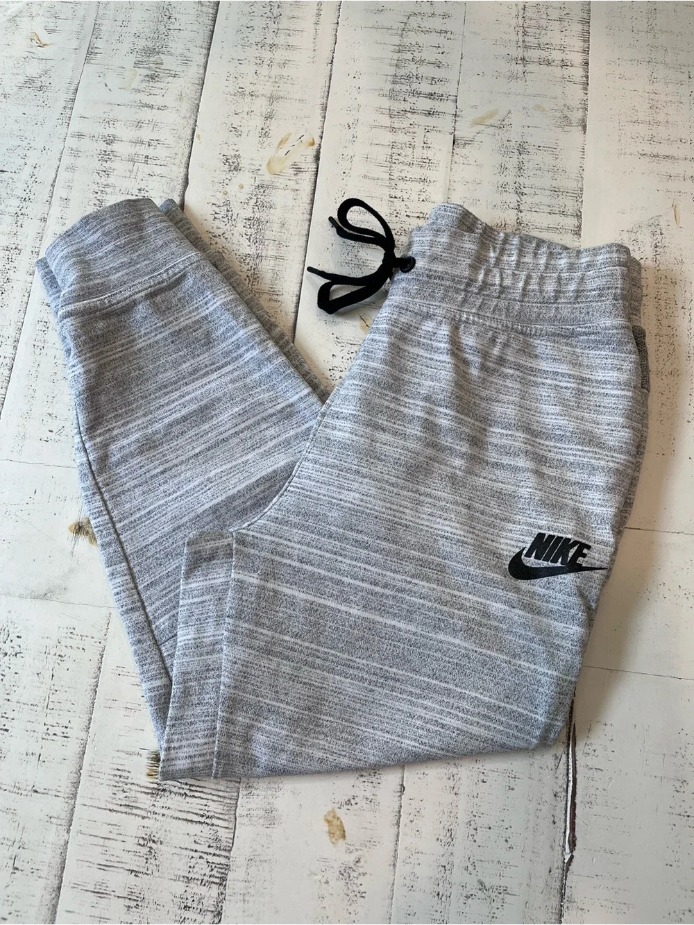Nike Kids Light Gray Heather Jogger Pants with Black Logo